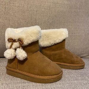 Cozy Brown Kids Boots with Faux Fur Trim